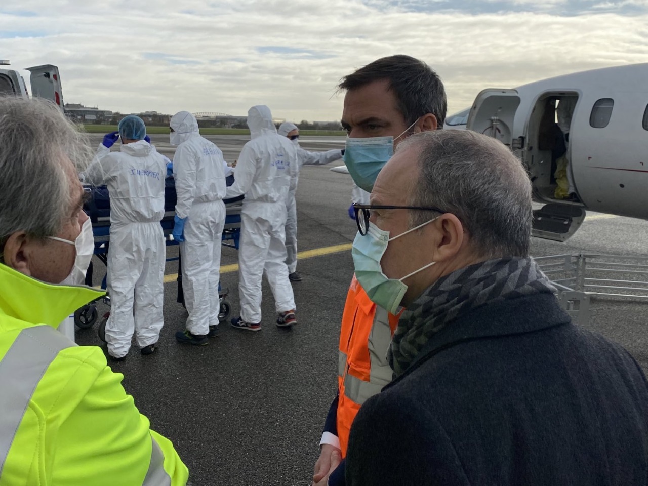 Olivier Véran at Lyon-Bron airport